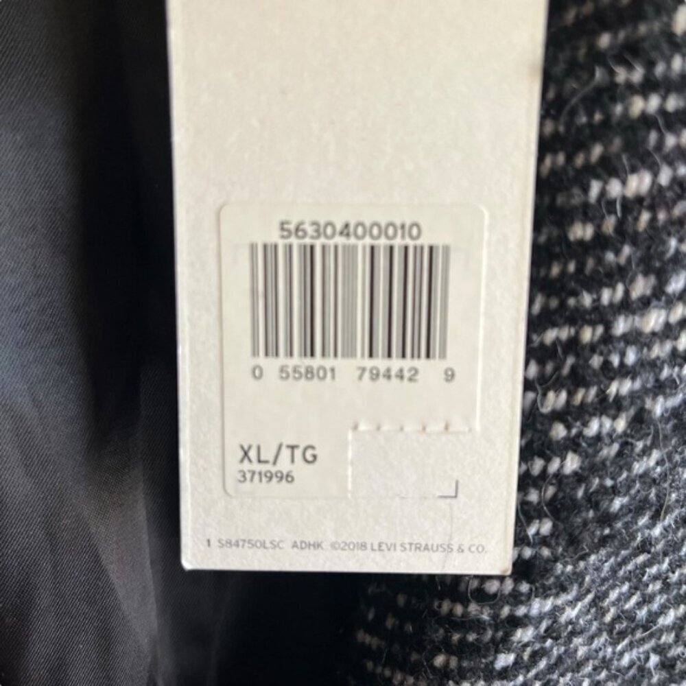 NWT Levi’s Mari Coat XL Chunky Twill Salt And Pepper Black Faux Fur - Picture 11 of 15